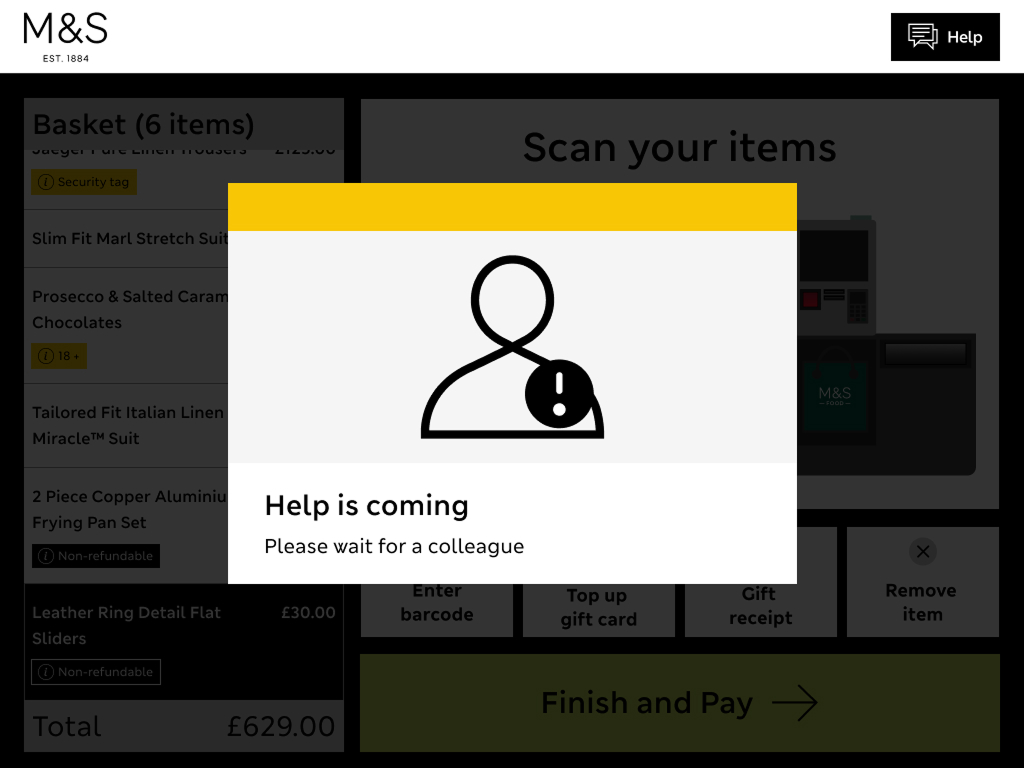 Self Checkout Error Messages